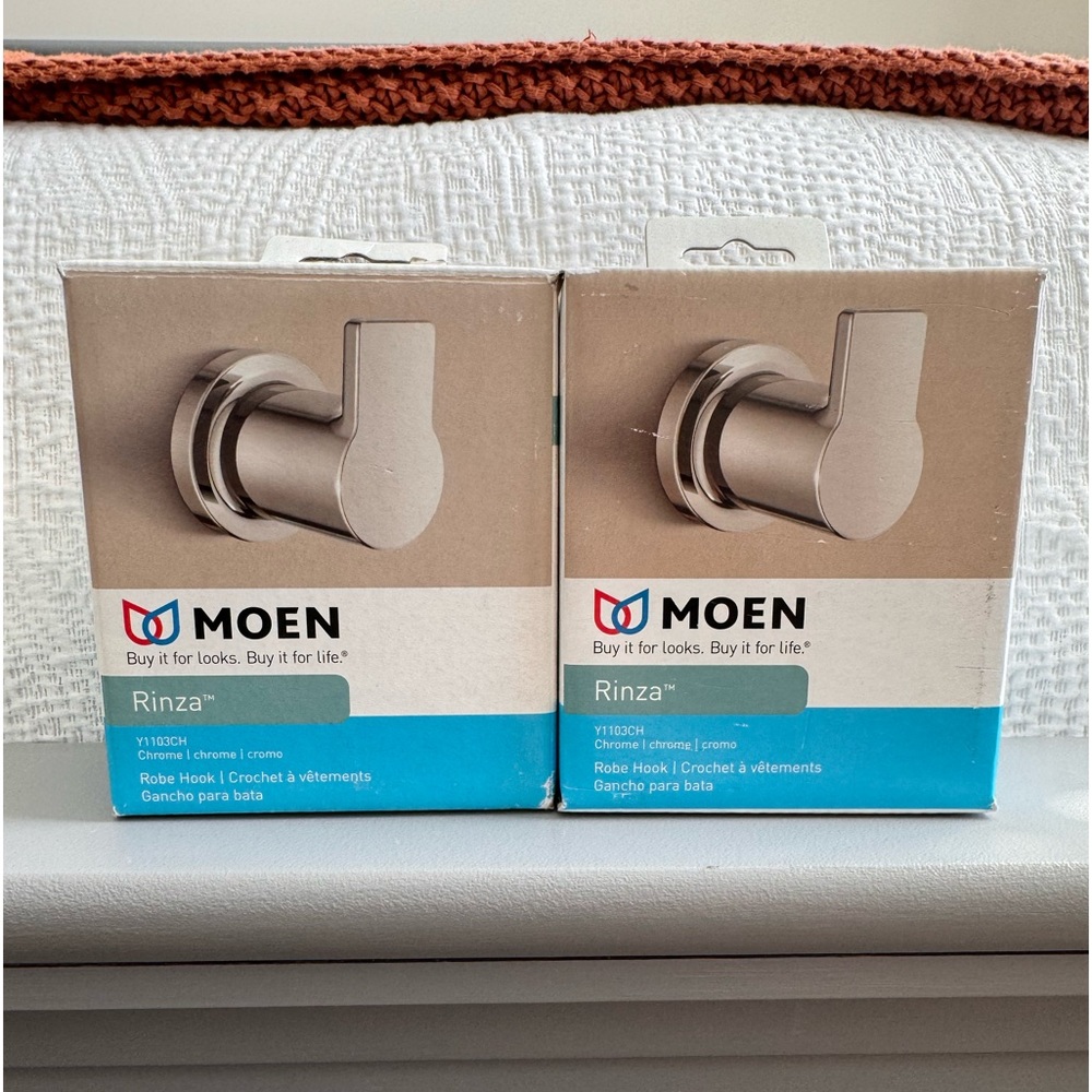 Lot of 2 Chrome Single-Hook Moen Rinza Wall Towel Hook Robe Hook Y1103CH NEW